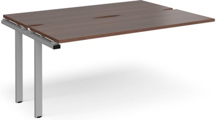 Office Monster | Adapt Bench Desk | Add On Rectangular Desk 1600mm With Sliding Tops | Walnut Tops With Silver Frames | 1200mm Depth | Adapt Adapt Bench Desk | Add On Rectangular Desk 1600mm With Sliding Tops | Walnut Tops With Silver Frames | 1200mm Depth | Adapt