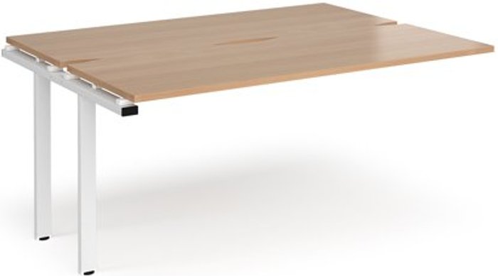 Office Monster | Adapt Bench Desk | Add On Rectangular Desk 1600mm With Sliding Tops | Beech Tops With White Frames | 1200mm Depth | Adapt Adapt Bench Desk | Add On Rectangular Desk 1600mm With Sliding Tops | Beech Tops With White Frames | 1200mm Depth | Adapt