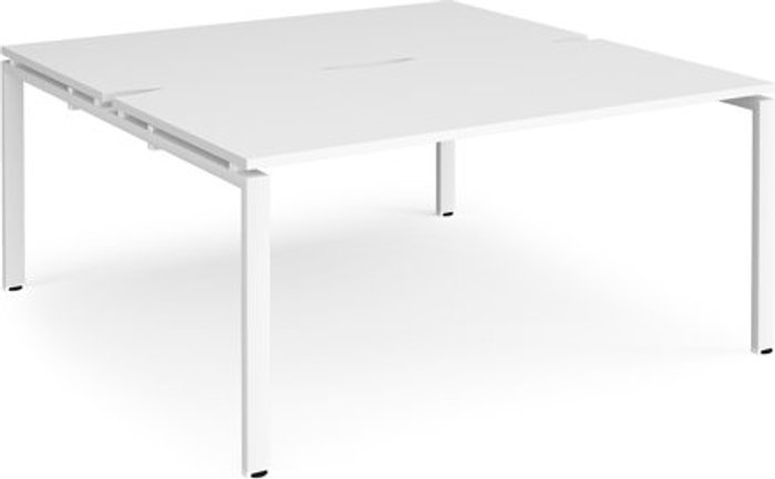 Office Monster | Adapt Bench Desk | 2 Person Starter Rectangular Desks 1600mm With Sliding Tops | White Tops With White Frames | 1200mm Depth | Adapt Adapt Bench Desk | 2 Person Starter Rectangular Desks 1600mm With Sliding Tops | White Tops With White Frames | 1200mm Depth | Adapt