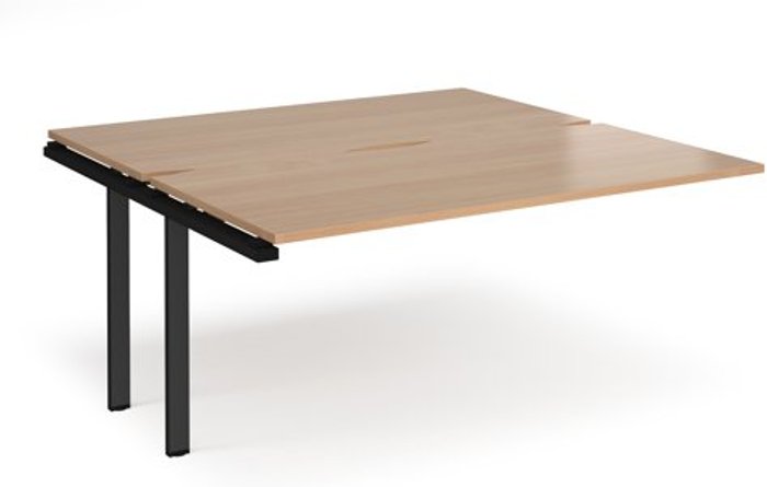 Office Monster | Adapt Bench Desk | Add On Rectangular Desk 1600mm With Sliding Tops | Beech Tops With Black Frames | 1600mm Depth | Adapt Adapt Bench Desk | Add On Rectangular Desk 1600mm With Sliding Tops | Beech Tops With Black Frames | 1600mm Depth | Adapt
