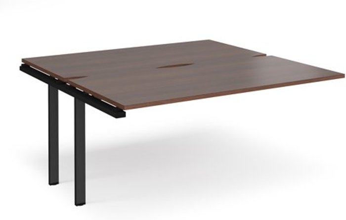 Office Monster | Adapt Bench Desk | Add On Rectangular Desk 1600mm With Sliding Tops | Walnut Tops With Black Frames | 1600mm Depth | Adapt Adapt Bench Desk | Add On Rectangular Desk 1600mm With Sliding Tops | Walnut Tops With Black Frames | 1600mm Depth | Adapt