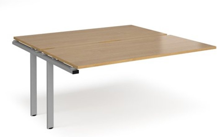 Office Monster | Adapt Bench Desk | Add On Rectangular Desk 1600mm With Sliding Tops | Oak Tops With Silver Frames | 1600mm Depth | Adapt Adapt Bench Desk | Add On Rectangular Desk 1600mm With Sliding Tops | Oak Tops With Silver Frames | 1600mm Depth | Adapt