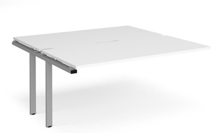 Office Monster | Adapt Bench Desk | Add On Rectangular Desk 1600mm With Sliding Tops | White Tops With Silver Frames | 1600mm Depth | Adapt Adapt Bench Desk | Add On Rectangular Desk 1600mm With Sliding Tops | White Tops With Silver Frames | 1600mm Depth | Adapt