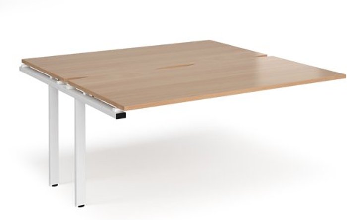 Office Monster | Adapt Bench Desk | Add On Rectangular Desk 1600mm With Sliding Tops | Beech Tops With White Frames | 1600mm Depth | Adapt Adapt Bench Desk | Add On Rectangular Desk 1600mm With Sliding Tops | Beech Tops With White Frames | 1600mm Depth | Adapt