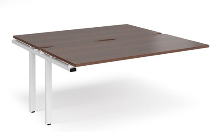 Office Monster | Adapt Bench Desk | Add On Rectangular Desk 1600mm With Sliding Tops | Walnut Tops With White Frames | 1600mm Depth | Adapt Adapt Bench Desk | Add On Rectangular Desk 1600mm With Sliding Tops | Walnut Tops With White Frames | 1600mm Depth | Adapt