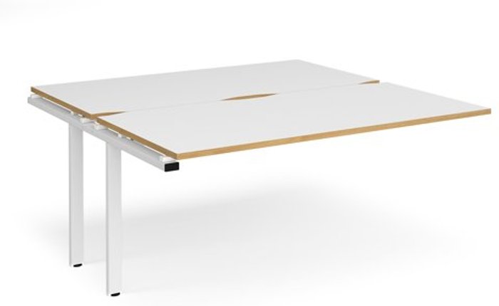 Office Monster | Adapt Bench Desk | Add On Rectangular Desk 1600mm With Sliding Tops | White/Oak Tops With White Frames | 1600mm Depth | Adapt Adapt Bench Desk | Add On Rectangular Desk 1600mm With Sliding Tops | White/Oak Tops With White Frames | 1600mm Depth | Adapt
