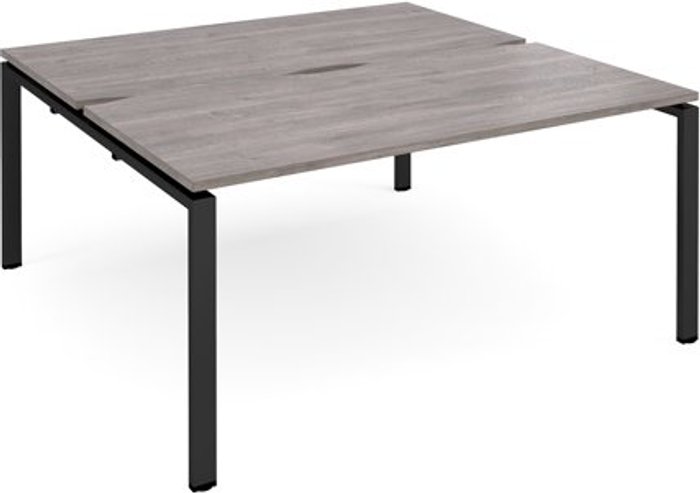 Office Monster | Adapt Adapt sliding top starter units back to back 1600mm x 1600mm - black frame, grey oak top Adapt Adapt sliding top starter units back to back 1600mm x 1600mm - black frame, grey oak top