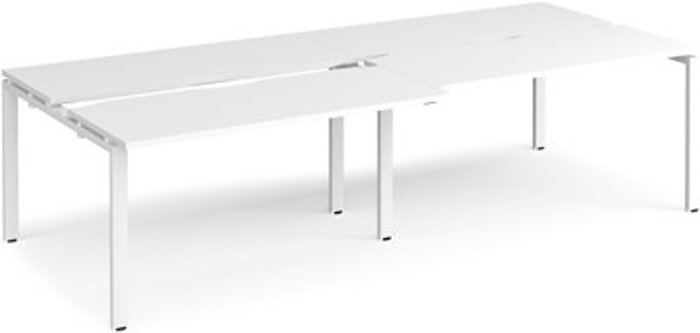 Office Monster | Adapt Bench Desk | 4 Person Rectangular Desks 2800mm With Sliding Tops | White Tops With White Frames | 1200mm Depth | Adapt Adapt Bench Desk | 4 Person Rectangular Desks 2800mm With Sliding Tops | White Tops With White Frames | 1200mm Depth | Adapt