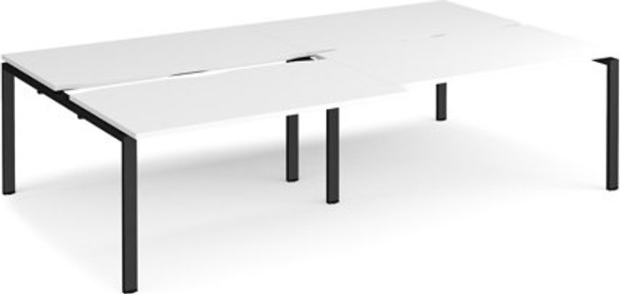Office Monster | Adapt Bench Desk | 4 Person Rectangular Desks 2800mm With Sliding Tops | White Tops With Black Frames | 1600mm Depth | Adapt Adapt Bench Desk | 4 Person Rectangular Desks 2800mm With Sliding Tops | White Tops With Black Frames | 1600mm Depth | Adapt