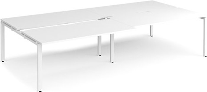 Office Monster | Adapt Bench Desk | 4 Person Rectangular Desks 3200mm With Sliding Tops | White Tops With White Frames | 1600mm Depth | Adapt Adapt Bench Desk | 4 Person Rectangular Desks 3200mm With Sliding Tops | White Tops With White Frames | 1600mm Depth | Adapt