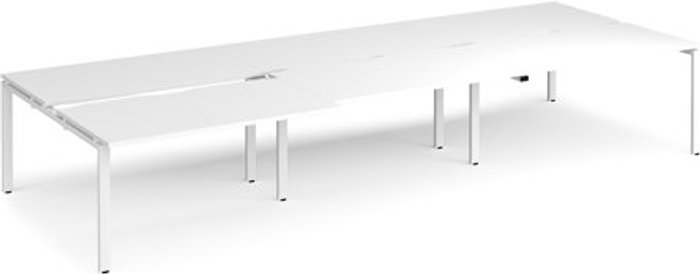 Office Monster | Adapt Bench Desk | 6 Person Rectangular Desks 4200mm With Sliding Tops | White Tops With White Frames | 1600mm Depth | Adapt Adapt Bench Desk | 6 Person Rectangular Desks 4200mm With Sliding Tops | White Tops With White Frames | 1600mm Depth | Adapt