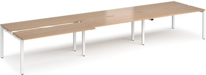 Office Monster | Adapt Bench Desk | 6 Person Rectangular Desks 4800mm With Sliding Tops | Beech Tops With White Frames | 1200mm Depth | Adapt Adapt Bench Desk | 6 Person Rectangular Desks 4800mm With Sliding Tops | Beech Tops With White Frames | 1200mm Depth | Adapt