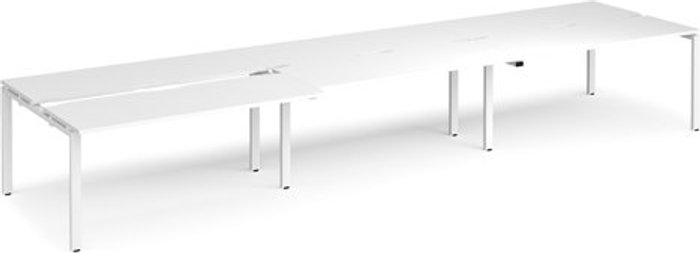 Office Monster | Adapt Bench Desk | 6 Person Rectangular Desks 4800mm With Sliding Tops | White Tops With White Frames | 1200mm Depth | Adapt Adapt Bench Desk | 6 Person Rectangular Desks 4800mm With Sliding Tops | White Tops With White Frames | 1200mm Depth | Adapt