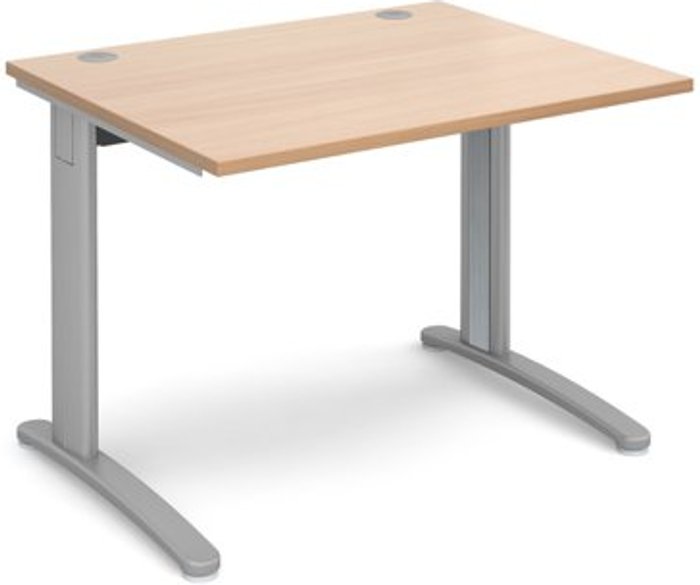 Office Monster | TR10 Office Desk | Rectangular Desk 1000mm | Beech Tops With Silver Frames | 800mm Depth | TR10 TR10 Office Desk | Rectangular Desk 1000mm | Beech Tops With Silver Frames | 800mm Depth | TR10