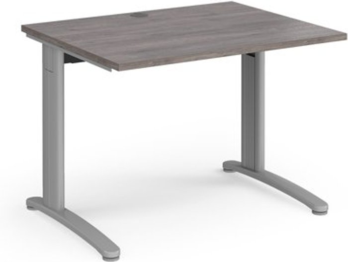 Office Monster | TR10 Office Desk | Rectangular Desk 1000mm | Grey Oak Tops With Silver Frames | 800mm Depth | TR10 TR10 Office Desk | Rectangular Desk 1000mm | Grey Oak Tops With Silver Frames | 800mm Depth | TR10
