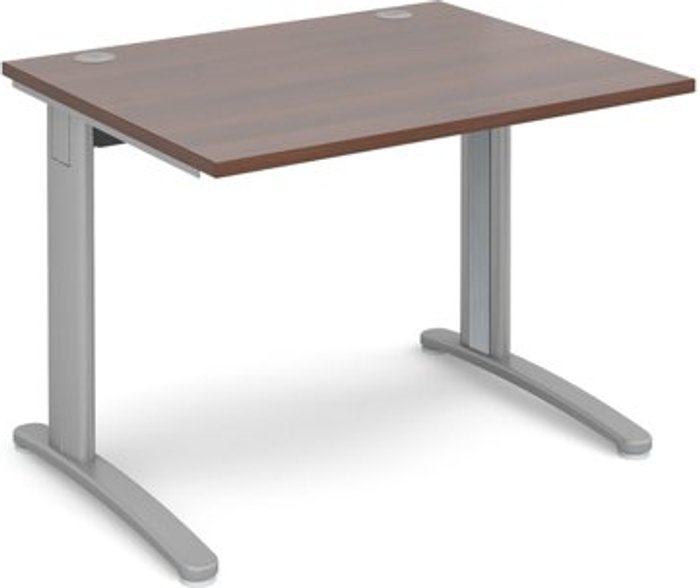 Office Monster | TR10 Office Desk | Rectangular Desk 1000mm | Walnut Tops With Silver Frames | 800mm Depth | TR10 TR10 Office Desk | Rectangular Desk 1000mm | Walnut Tops With Silver Frames | 800mm Depth | TR10