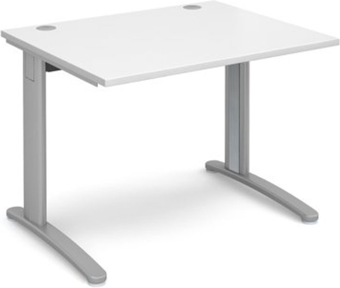 Office Monster | TR10 Office Desk | Rectangular Desk 1000mm | White Tops With Silver Frames | 800mm Depth | TR10 TR10 Office Desk | Rectangular Desk 1000mm | White Tops With Silver Frames | 800mm Depth | TR10