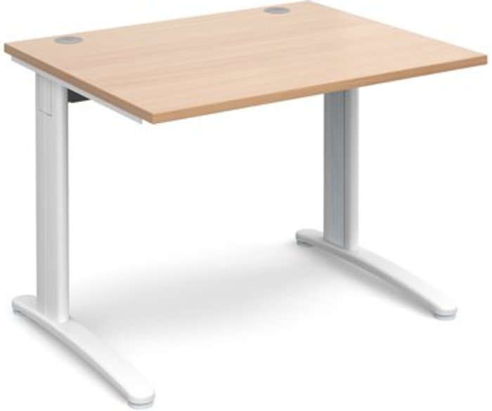 Office Monster | TR10 Office Desk | Rectangular Desk 1000mm | Beech Tops With White Frames | 800mm Depth | TR10 TR10 Office Desk | Rectangular Desk 1000mm | Beech Tops With White Frames | 800mm Depth | TR10