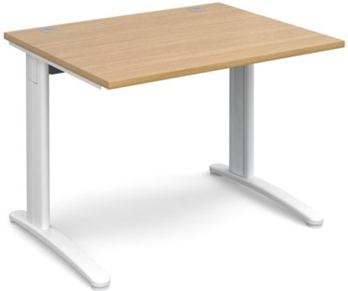 Office Monster | TR10 Office Desk | Rectangular Desk 1000mm | Oak Tops With White Frames | 800mm Depth | TR10 TR10 Office Desk | Rectangular Desk 1000mm | Oak Tops With White Frames | 800mm Depth | TR10