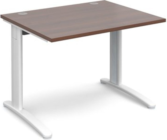 Office Monster | TR10 Office Desk | Rectangular Desk 1000mm | Walnut Tops With White Frames | 800mm Depth | TR10 TR10 Office Desk | Rectangular Desk 1000mm | Walnut Tops With White Frames | 800mm Depth | TR10