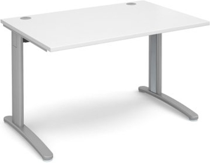 Office Monster | TR10 Office Desk | Rectangular Desk 1200mm | White Tops With Silver Frames | 800mm Depth | TR10 TR10 Office Desk | Rectangular Desk 1200mm | White Tops With Silver Frames | 800mm Depth | TR10