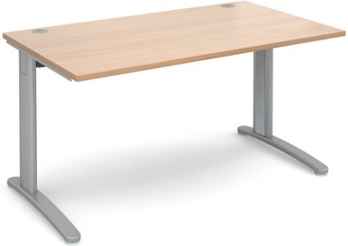 Office Monster | TR10 Office Desk | Rectangular Desk 1400mm | Beech Tops With Silver Frames | 800mm Depth | TR10 TR10 Office Desk | Rectangular Desk 1400mm | Beech Tops With Silver Frames | 800mm Depth | TR10