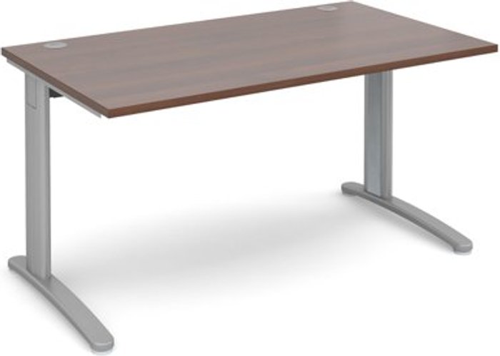 Office Monster | TR10 Office Desk | Rectangular Desk 1400mm | Walnut Tops With Silver Frames | 800mm Depth | TR10 TR10 Office Desk | Rectangular Desk 1400mm | Walnut Tops With Silver Frames | 800mm Depth | TR10