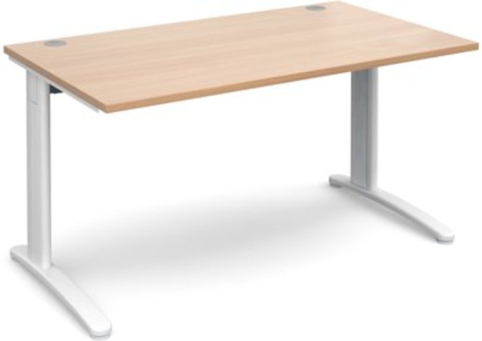 Office Monster | TR10 Office Desk | Rectangular Desk 1400mm | Beech Tops With White Frames | 800mm Depth | TR10 TR10 Office Desk | Rectangular Desk 1400mm | Beech Tops With White Frames | 800mm Depth | TR10