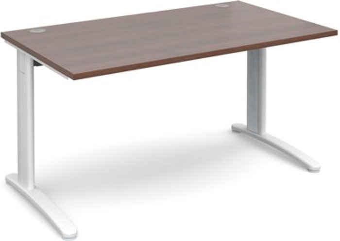 Office Monster | TR10 Office Desk | Rectangular Desk 1400mm | Walnut Tops With White Frames | 800mm Depth | TR10 TR10 Office Desk | Rectangular Desk 1400mm | Walnut Tops With White Frames | 800mm Depth | TR10