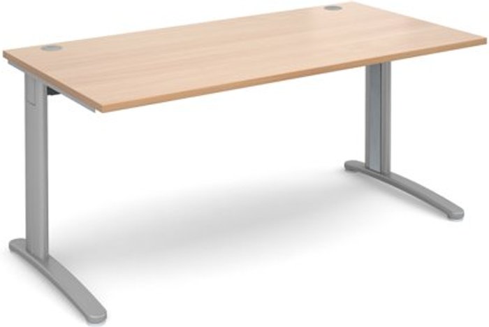 Office Monster | TR10 Office Desk | Rectangular Desk 1600mm | Beech Tops With Silver Frames | 800mm Depth | TR10 TR10 Office Desk | Rectangular Desk 1600mm | Beech Tops With Silver Frames | 800mm Depth | TR10