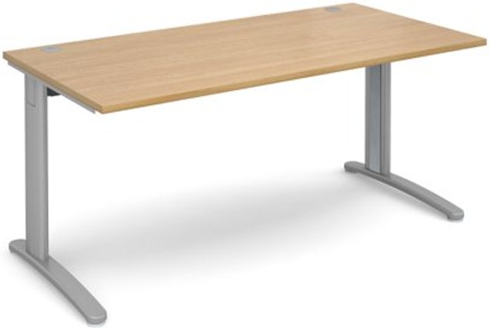Office Monster | TR10 Office Desk | Rectangular Desk 1600mm | Oak Tops With Silver Frames | 800mm Depth | TR10 TR10 Office Desk | Rectangular Desk 1600mm | Oak Tops With Silver Frames | 800mm Depth | TR10