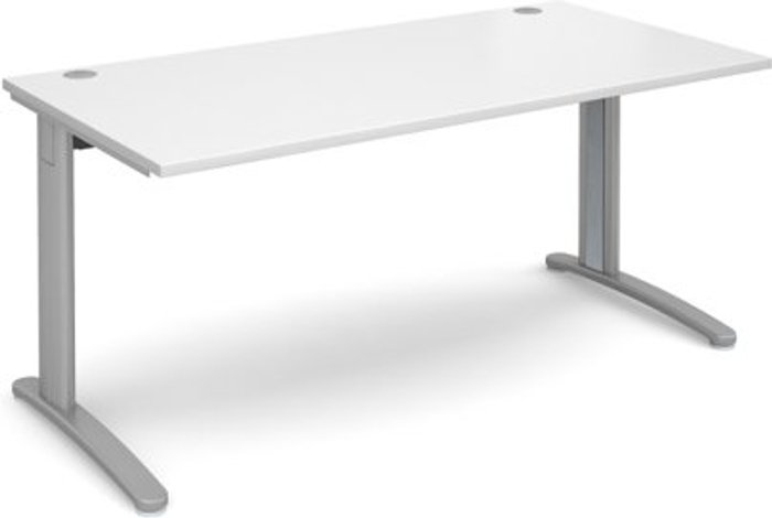 Office Monster | TR10 Office Desk | Rectangular Desk 1600mm | White Tops With Silver Frames | 800mm Depth | TR10 TR10 Office Desk | Rectangular Desk 1600mm | White Tops With Silver Frames | 800mm Depth | TR10