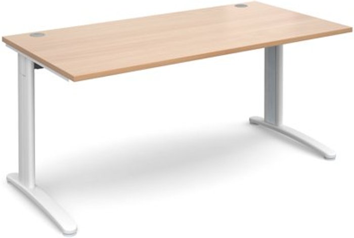 Office Monster | TR10 Office Desk | Rectangular Desk 1600mm | Beech Tops With White Frames | 800mm Depth | TR10 TR10 Office Desk | Rectangular Desk 1600mm | Beech Tops With White Frames | 800mm Depth | TR10