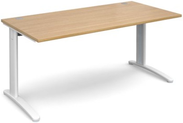 Office Monster | TR10 Office Desk | Rectangular Desk 1600mm | Oak Tops With White Frames | 800mm Depth | TR10 TR10 Office Desk | Rectangular Desk 1600mm | Oak Tops With White Frames | 800mm Depth | TR10