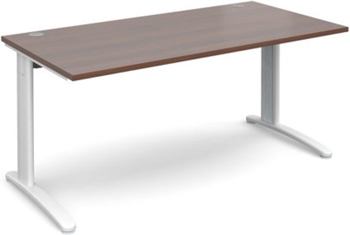 Office Monster | TR10 Office Desk | Rectangular Desk 1600mm | Walnut Tops With White Frames | 800mm Depth | TR10 TR10 Office Desk | Rectangular Desk 1600mm | Walnut Tops With White Frames | 800mm Depth | TR10