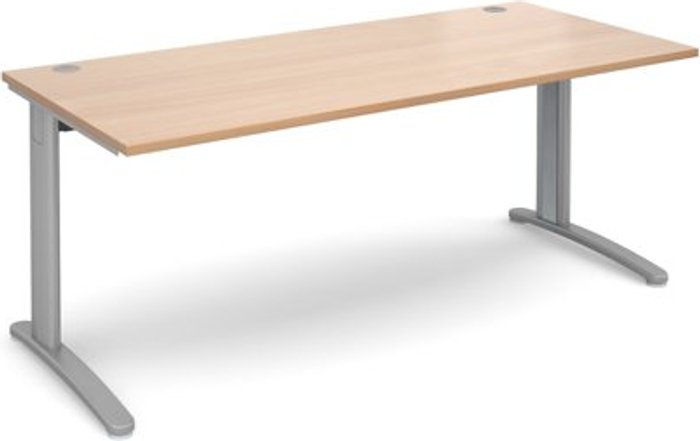 Office Monster | TR10 Office Desk | Rectangular Desk 1800mm | Beech Tops With Silver Frames | 800mm Depth | TR10 TR10 Office Desk | Rectangular Desk 1800mm | Beech Tops With Silver Frames | 800mm Depth | TR10