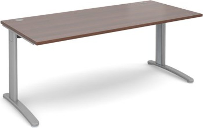 Office Monster | TR10 Office Desk | Rectangular Desk 1800mm | Walnut Tops With Silver Frames | 800mm Depth | TR10 TR10 Office Desk | Rectangular Desk 1800mm | Walnut Tops With Silver Frames | 800mm Depth | TR10