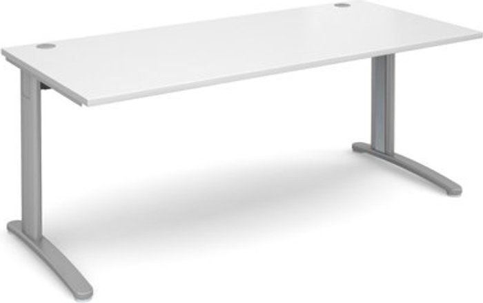 Office Monster | TR10 Office Desk | Rectangular Desk 1800mm | White Tops With Silver Frames | 800mm Depth | TR10 TR10 Office Desk | Rectangular Desk 1800mm | White Tops With Silver Frames | 800mm Depth | TR10