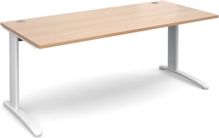 Office Monster | TR10 Office Desk | Rectangular Desk 1800mm | Beech Tops With White Frames | TR10 TR10 Office Desk | Rectangular Desk 1800mm | Beech Tops With White Frames | TR10
