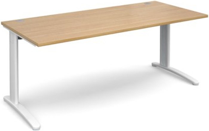 Office Monster | TR10 Office Desk | Rectangular Desk 1800mm | Oak Tops With White Frames | TR10 TR10 Office Desk | Rectangular Desk 1800mm | Oak Tops With White Frames | TR10