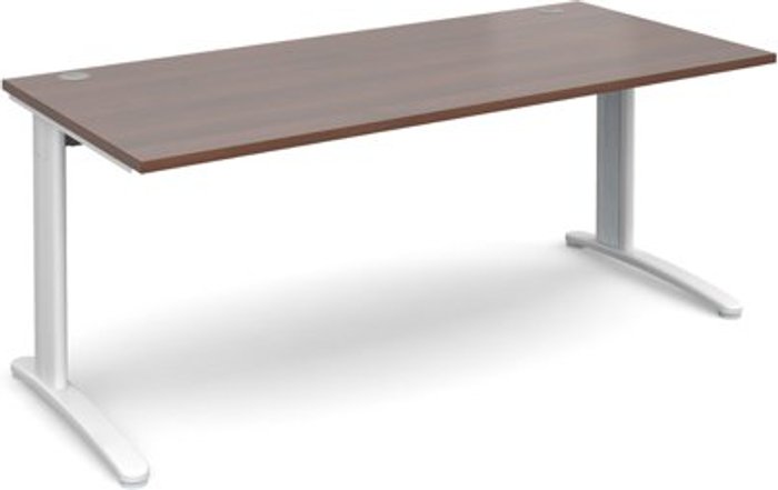 Office Monster | TR10 Office Desk | Rectangular Desk 1800mm | Walnut Tops With White Frames | TR10 TR10 Office Desk | Rectangular Desk 1800mm | Walnut Tops With White Frames | TR10