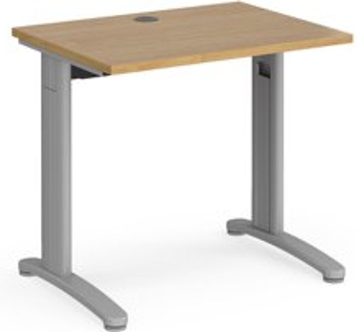Office Monster | TR10 TR10 straight desk 800mm x 600mm - silver frame, oak top TR10 TR10 straight desk 800mm x 600mm - silver frame, oak top