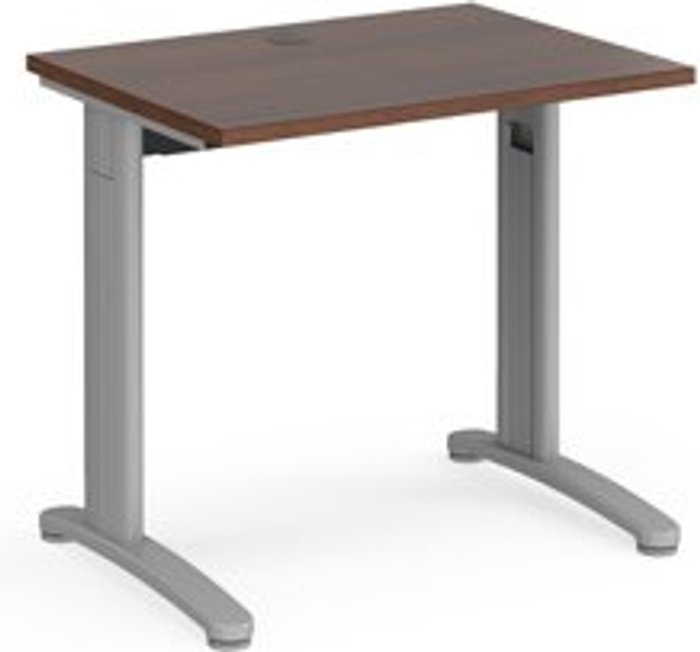Office Monster | TR10 TR10 straight desk 800mm x 600mm - silver frame, walnut top TR10 TR10 straight desk 800mm x 600mm - silver frame, walnut top