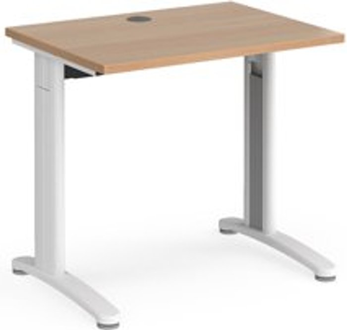 Office Monster | TR10 TR10 straight desk 800mm x 600mm - white frame, beech top TR10 TR10 straight desk 800mm x 600mm - white frame, beech top