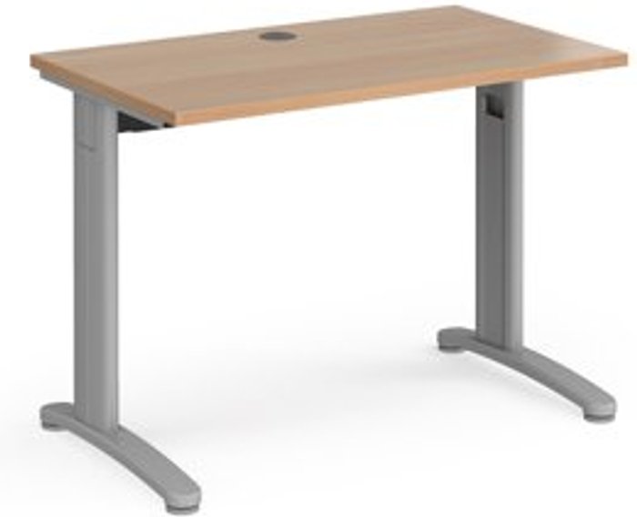 Office Monster | TR10 Office Desk | Rectangular Desk 1000mm | Beech Tops With Silver Frames | 600mm Depth | TR10 TR10 Office Desk | Rectangular Desk 1000mm | Beech Tops With Silver Frames | 600mm Depth | TR10