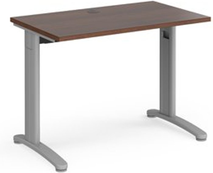 Office Monster | TR10 Office Desk | Rectangular Desk 1000mm | Walnut Tops With Silver Frames | 600mm Depth | TR10 TR10 Office Desk | Rectangular Desk 1000mm | Walnut Tops With Silver Frames | 600mm Depth | TR10