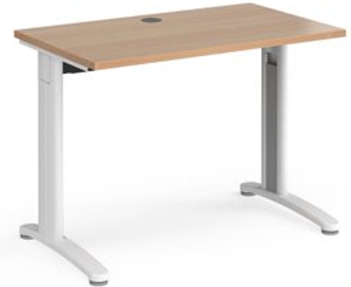 Office Monster | TR10 Office Desk | Rectangular Desk 1000mm | Beech Tops With White Frames | 600mm Depth | TR10 TR10 Office Desk | Rectangular Desk 1000mm | Beech Tops With White Frames | 600mm Depth | TR10