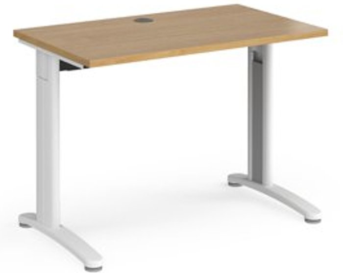 Office Monster | TR10 Office Desk | Rectangular Desk 1000mm | Oak Tops With White Frames | 600mm Depth | TR10 TR10 Office Desk | Rectangular Desk 1000mm | Oak Tops With White Frames | 600mm Depth | TR10