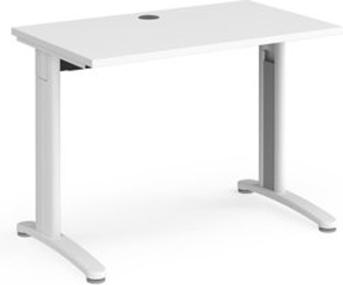 Office Monster | TR10 Office Desk | Rectangular Desk 1000mm | White Tops With White Frames | 600mm Depth | TR10 TR10 Office Desk | Rectangular Desk 1000mm | White Tops With White Frames | 600mm Depth | TR10