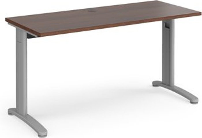 Office Monster | TR10 Office Desk | Rectangular Desk 1400mm | Walnut Tops With Silver Frames | 600mm Depth | TR10 TR10 Office Desk | Rectangular Desk 1400mm | Walnut Tops With Silver Frames | 600mm Depth | TR10